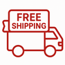 Red outline of a delivery van with 'FREE SHIPPING' text on a white background