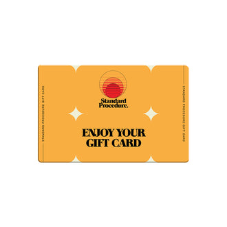 Orange Standard Procedure digital gift card with sunset logo and Enjoy Your Gift Card message.