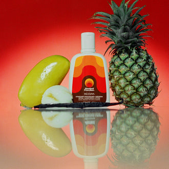 Gelato Messina–scented SPF 50 sunscreen bottle on reflective surface