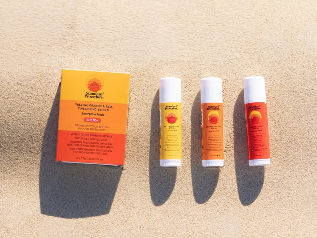Zinc Sunscreen Sticks SPF 50+: Yellow, Orange & Red