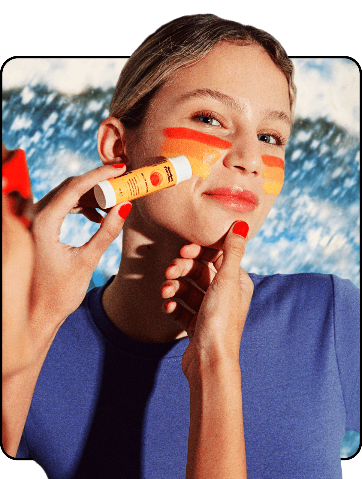 Kid applying coloured zinc sunscreen