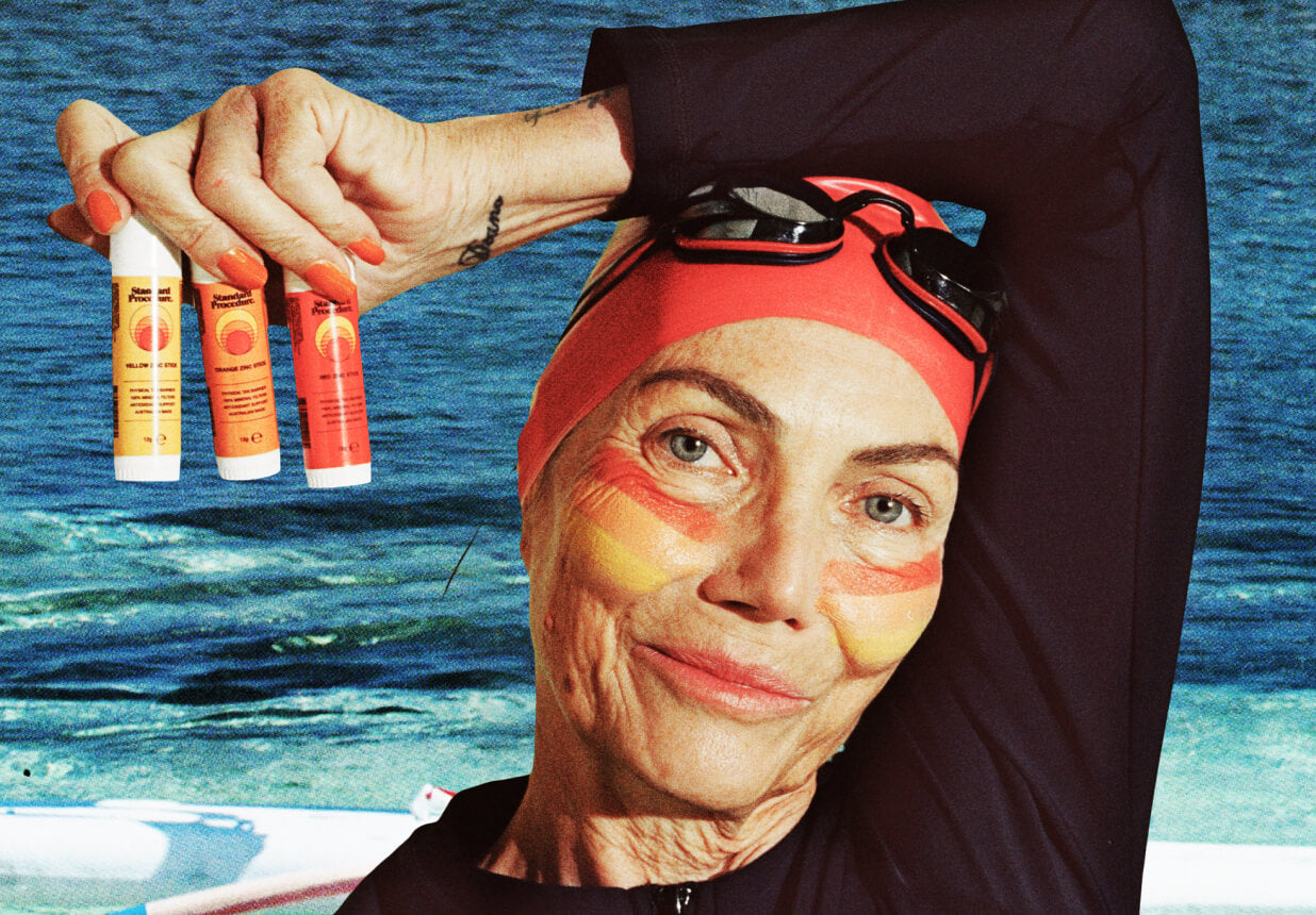Surfer with coloured zinc on their face
