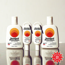 Standard Procedure SPF 50+ sunscreen bundle with full-size and travel-size Australian-made bottles.