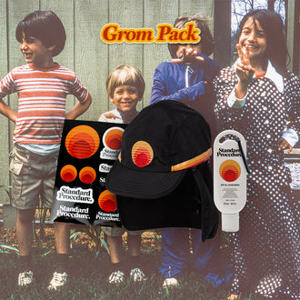 Sun block 50 SPF from Standard Procedure featured in the Grom Pack with a sun hat and sticker sheet.